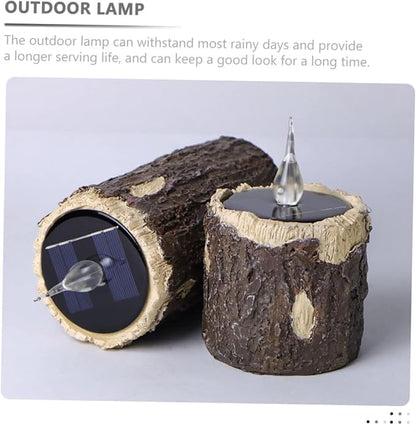 Mipcase Wood Grain Lamp Solar Pathway Light Outdoor Landscape Decor Easy to Install Weatherproof Garden Decor