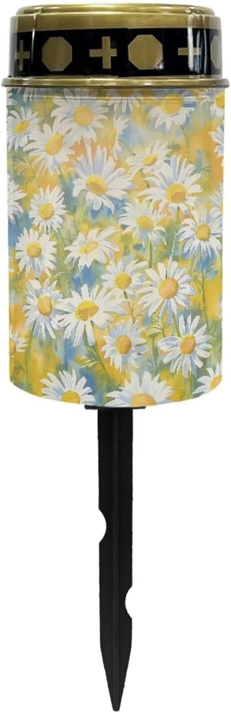 ZOUTAIRONG Spring Daisy Solar Pathway Lights, Solar Outdoor Lights, Solar Light for Cemetery Grave, Waterproof Solar Powered Yard Walkway Lighting Garden Stake for Path, Landscape, Lawn,Spring Daisy