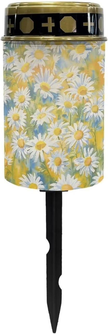 ZOUTAIRONG Spring Daisy Solar Pathway Lights, Solar Outdoor Lights, Solar Light for Cemetery Grave, Waterproof Solar Powered Yard Walkway Lighting Garden Stake for Path, Landscape, Lawn,Spring Daisy