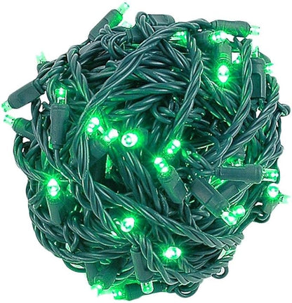 Novelty Lights 50ft 100 LED Green Christmas Lights Outdoor/Indoor, 6" Spacing, Green Wire String Lights for Festive Xmas Lighting, IP55, UL Listed, Dimmable, Connectable
