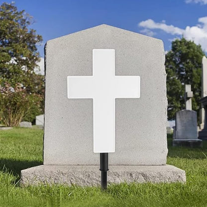 Xiaokeis Solar Lighted Path Light, White, Cemetery Decoration, Garden, Outdoor, Plastic, Faith-Love, Warm White, Cross, 25 x 8 x 57cm/9.84 x 3.15 x 22.44inch