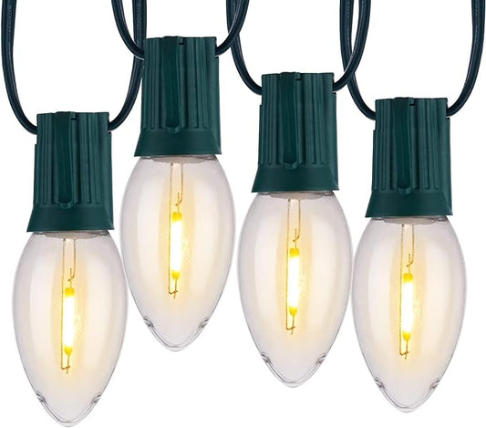 Vintage C9 LED Christmas Lights Outdoor, 150 Ft C9 String Light with 150 Shatterproof Warm White Bulbs, Waterproof Connectable Christmas Tree Lights for Roofline Holiday Garden Party Xmas Decorations