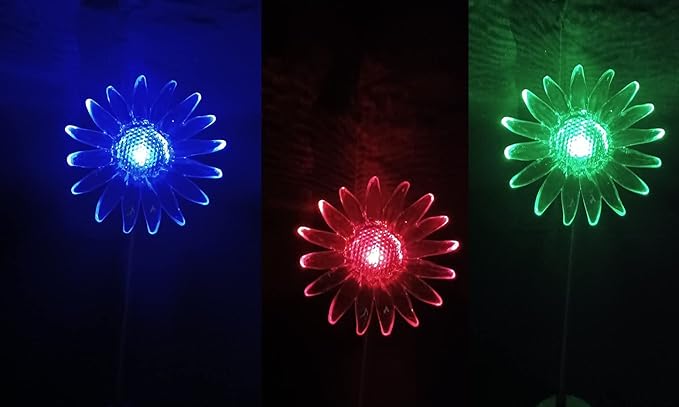Starry Illuminate 3 PCS Solar Color Changing Style Garden Stake Light Pathway Stake Light (Sunflower)