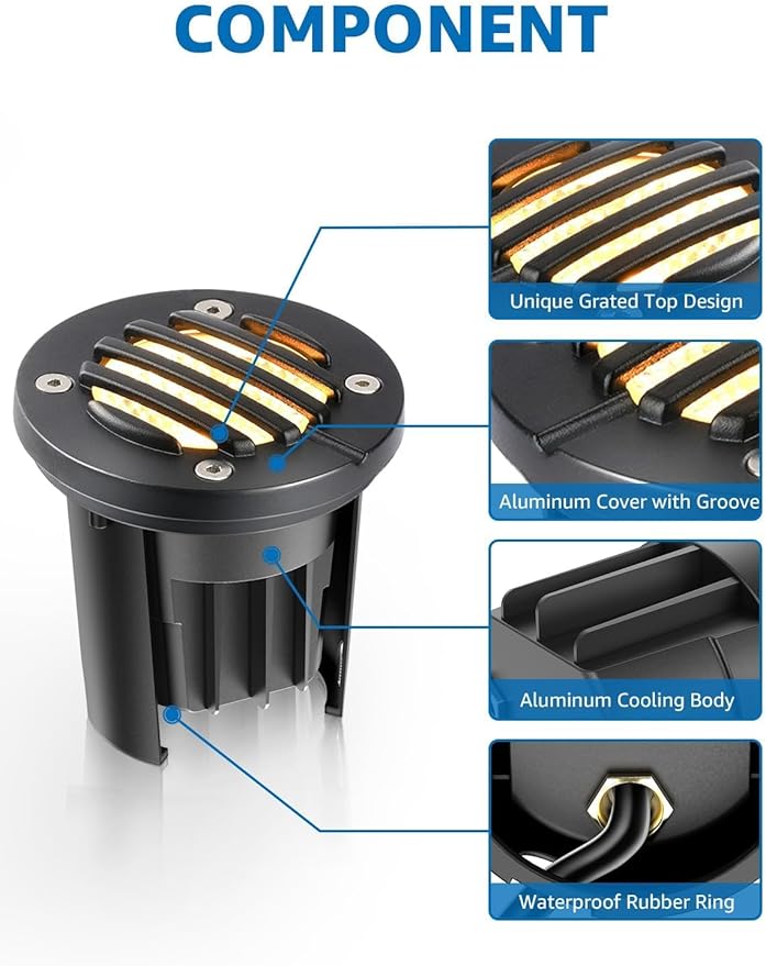 SUNVIE 12W Low Voltage Landscape Lighting with Connectors 1200LM Ultra Bright Well Lights Landscape LED In Ground | Lumora