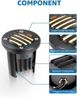 SUNVIE 12W Low Voltage Landscape Lighting with Connectors 1200LM Ultra Bright Well Lights Landscape LED In Ground | Lumora