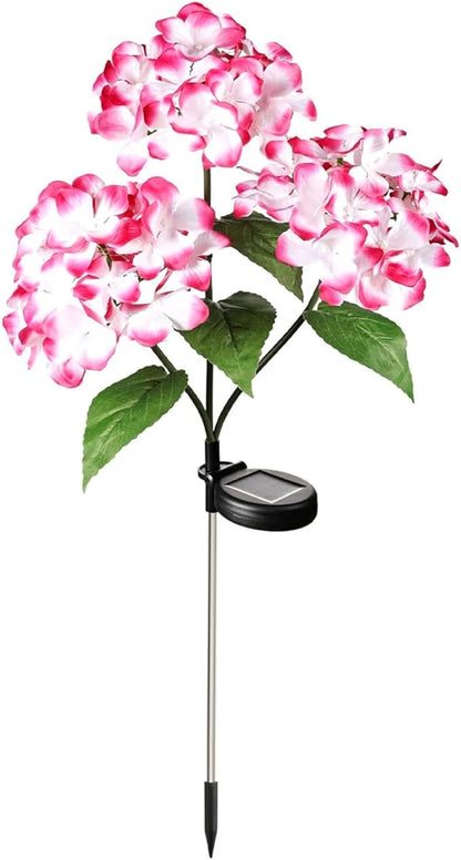 Solar Garden Lights Outdoor 28.7'' Solar Flower Lights Realistic Hydrangea Stake IP65 Waterproof Pathway Light for Outside Yard Garden Decor Style 2 Stake