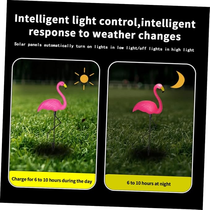 BESPORTBLE Solar Pathway Light Led Garden Decoration Elegant Flamingo Design Energy-efficient Solar-Powered Outdoor Lighting for Patios Yards and Walkways