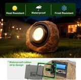 Solar Rock Lights Outdoor,4 Pack IP65 Waterproof LED Solar Brown Garden Stone Spotlights,Warm White & Cool White | Lumora