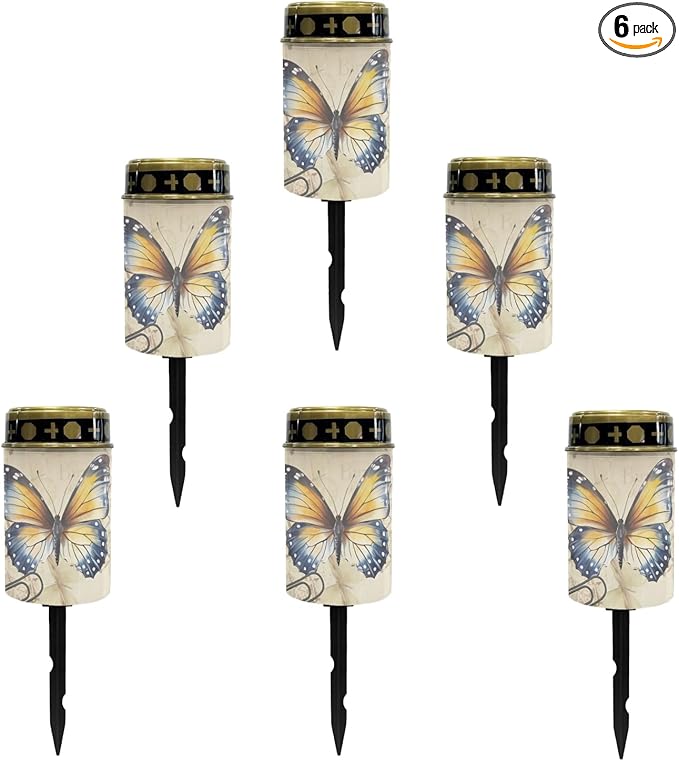 Butterfly Solar Garden Lights Outdoor Solar Walkway Lights Pathway Lights Waterproof Solar Lantern Landscape Lights,Butterfly Decorations LED Solar Lantern-Warm White,Yellow