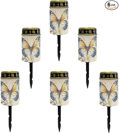 Butterfly Solar Garden Lights Outdoor Solar Walkway Lights Pathway Lights Waterproof Solar Lantern Landscape Lights,Butterfly Decorations LED Solar Lantern-Warm White,Yellow