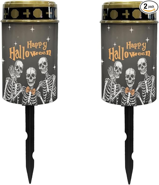 Happy Halloween Solar Lights Outdoor Waterproof Solar Pathway Lights Halloween Decor LED Solar Lantern Landscape Lighting for Yard Patio Solar Stake Lights Wall Light Auto On/Off