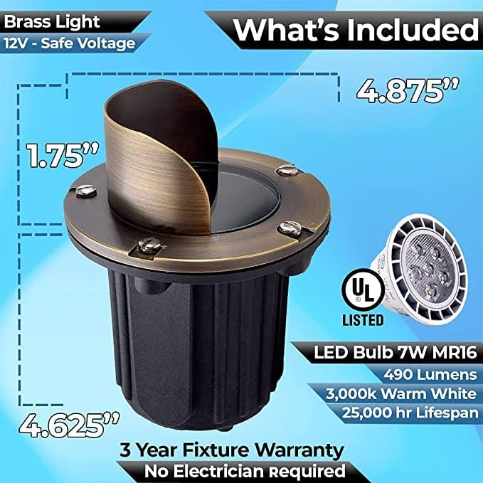 LED Low Voltage Landscape Lighting Well Lights 174 - Solid Brass In Ground Lights - Outdoor Security Flood Light | Lumora