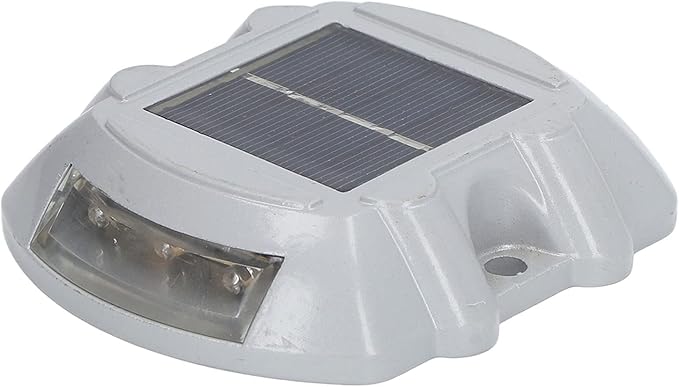 Solar Pathway Lights, Reflective Outdoor Lighting, Aluminum, Long Lasting Bright Illumination for Driveways, Gardens, Patios (Red Light)