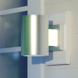VAXCEL Chiasso Modern Outdoor Porch Light, 5" W x 7.25" H Silver Cylinder Wall Sconce, Waterproof Dark Sky Wall | Lumora