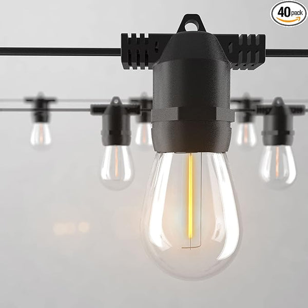 108FT (27FT*4) LED Outdoor String Light Waterproof Terrace Light, S14 Shatterproof Replaceable Bulb (4 Spare | Lumora