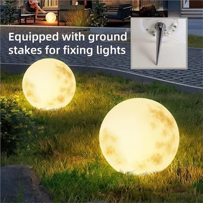 Outdoor Solar Light Decor, Solar Powered Moon Lamp, Glowing Moon Decoration, Globe Garden Light, Orb Illumination for Garden, Patio, Yard Pathway Decor(Small)