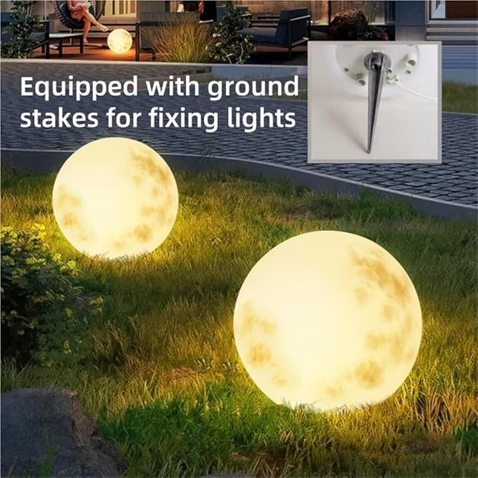 Outdoor Solar Light Decor, Solar Powered Moon Lamp, Glowing Moon Decoration, Globe Garden Light, Orb Illumination for Garden, Patio, Yard Pathway Decor(X-Large)
