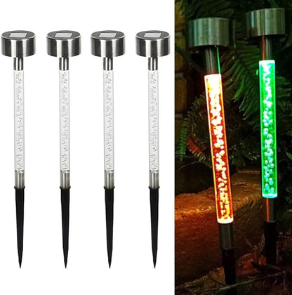 4 Pack Solar Garden Stakes LED Outdoor Lights Waterproof Path Lights With Stainless Steel Top For Lawn Patio Courtyard
