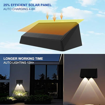 Solar Fence Lights Outdoor 8-Pack, 3000/4000/6000K & 8 RGB Colors, IP65 Waterproof LED Fence Lights Solar Powered, 100 Lumens Outdoor Light for Yard, Patio, Deck, Wall, Stair, Step, Railing (8PK)