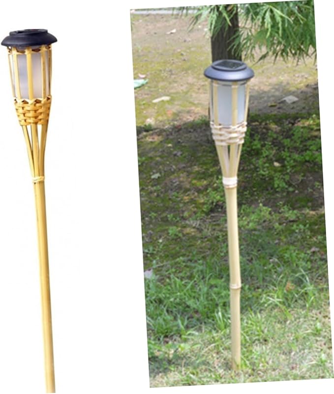 Gatuida 2Pcs Solar Torch Lights Warm Light Outdoor Garden Pathway Lighting Automatic Off Durable Solar Lawn Lamps for Courtyards and Parks Height