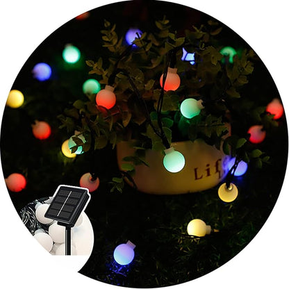Solar String Lights Outdoor Lights led Small Round Ball Warm White Light String 8 Functions Outdoor Engineering Lantern Christmas Garden Decoration