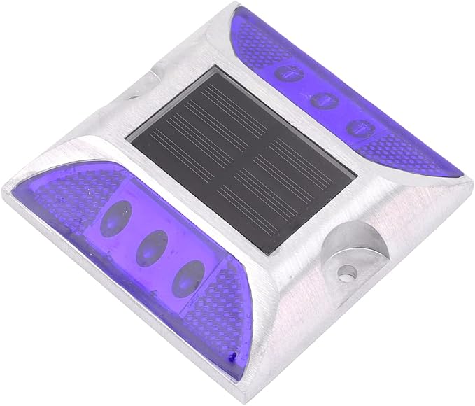Solar Driveway Lights, Cast Aluminum IP68 Light with 72H Runtime for Pathway and Highway Marking (Blue)