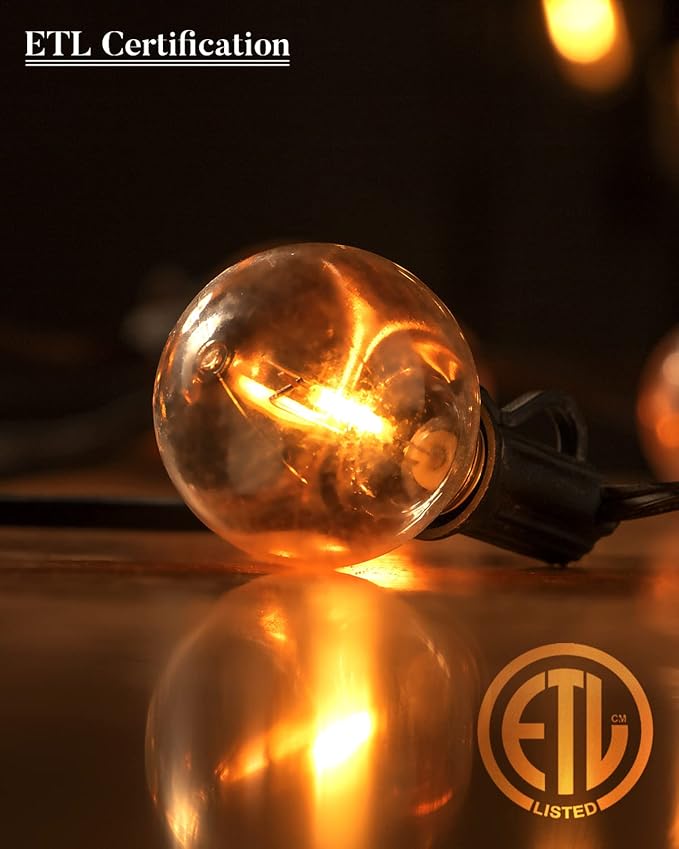 Lightdot 150FT Outdoor String Lights, LED Bistro String Lights with Shatterproof G40 Vintage Bulbs, 2200K Dimmable | Lumora