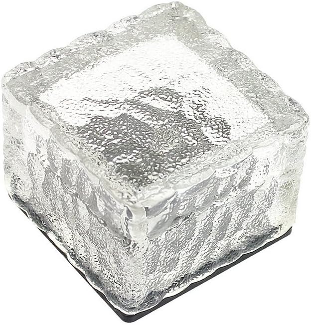 JKLcom Solar Ice Cube Path Lights in-Groud Buried Lights Solar Powered Crystal Brick LED Night Lamp for Garden Courtyard Pathway Patio Pool Pond Outdoor Xmas Decoration,White,2 Pack