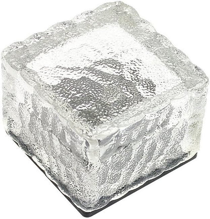 JKLcom Solar Ice Cube Path Lights in-Groud Buried Lights Solar Powered Crystal Brick LED Night Lamp for Garden Courtyard Pathway Patio Pool Pond Outdoor Xmas Decoration,White,2 Pack