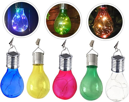 5pcs Solar Hanging Light Bulbs Outdoor Led Decor for Patio Courtyard Garden Full Solar Powered Unique Clip Design Warm Light