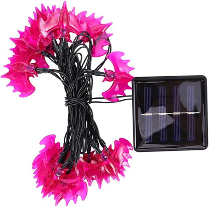 TOYANDONA Solar String Lights Purple Bat Decorative Lamp Strings 5m 20 LED Warm Waterproof Outdoor Patio Lighting for Halloween Garden Yard