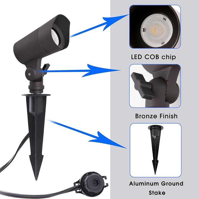 E ENERGETIC LIGHTING LED Landscape Lights with Connectors, 12V Low Voltage, Warm White 3000k, 4W, 175LM, Outdoor | Lumora