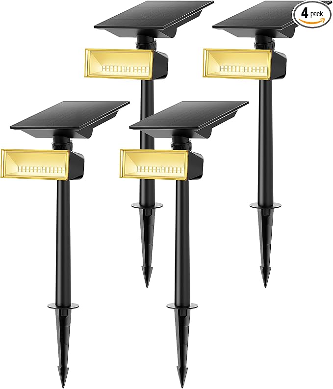 Consciot Warm White Solar Spot Lights Outdoor,Dusk-to-Dawn 600LM 360°Adjustable Solar Landscape Spotlights with | Lumora