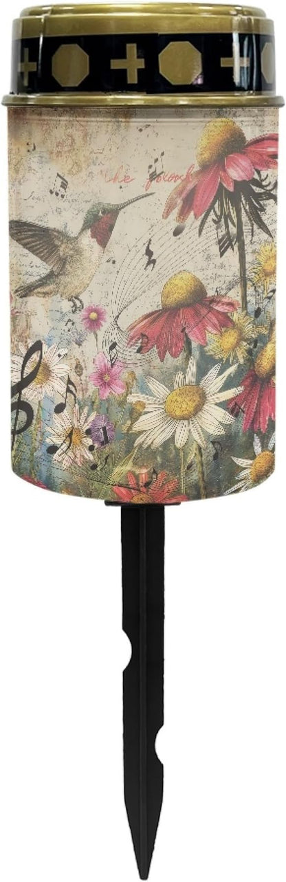 Hummingbird Flower Solar Garden Lights Outdoor Flameless Pathway Lights LED Solar Lantern Landscape Decorative Lighting for Yard Patio Solar Stake Lights Spotlight Warm White Lantern
