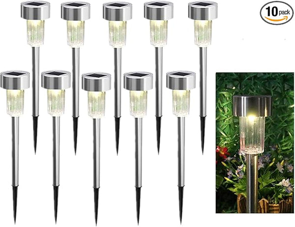 10PCS Warm LED Outdoor Steel Garden Solar Powered Landscape Light Lamp Yar Pathway Stake Lights | Lumora