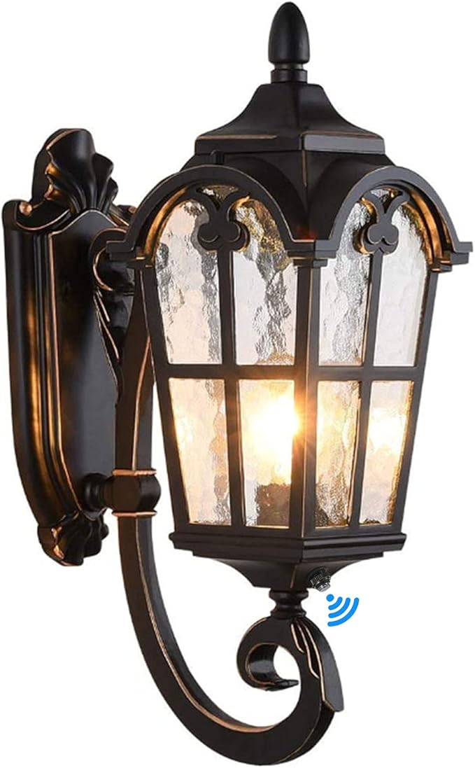 LONEDRUID Dusk to Dawn Sensor Outdoor Wall Light Fixtures Black Roman 17.71" H Exterior Wall Lantern Waterproof | Lumora