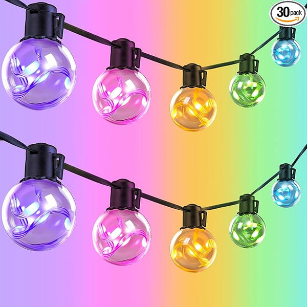 Outdoor String Lights, 25ft 20 Bulbs LED Color Changing Hanging Lights Dimmable with 220+ Scene Modes,App Control | Lumora