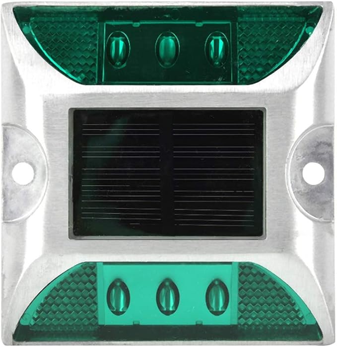 Dioche 2 Pcs Solar Power Ground Marker Lights/Outdoor Driveway Road Stud Lamp 6 LED/Road Stud Pathway Marker Light