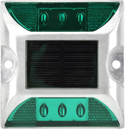 Dioche 2 Pcs Solar Power Ground Marker Lights/Outdoor Driveway Road Stud Lamp 6 LED/Road Stud Pathway Marker Light