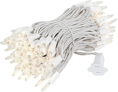 Novelty Lights 24-Pack, 34 Feet 100 Clear Incandescent Christmas Tree Lights, White String Light Indoor/Outdoor, Vintage Mini Bulbs, UL Listed