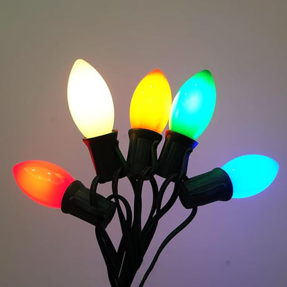 Multicolor C9 Christmas Lights Ceramic, C9 25Ft Vintage Incandescent String Lights with 27 Opaque Bulbs (2 Spare) for Christmas Tree Patio Roofline Outdoor Indoor Holiday Xmas Decorations