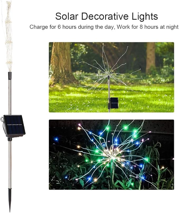 Solar Garden Decorative Lights Outdoor Solar Lawn Light Solar Pathway Light DIY Flexible Wire Warm White Colorful Light for Backyard Flower Beds Fences ABS Stainless Steel 82cm (Colorful Light)