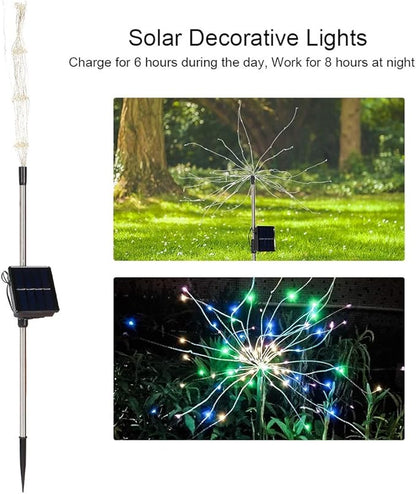 Solar Garden Decorative Lights Outdoor Solar Lawn Light Solar Pathway Light DIY Flexible Wire Warm White Colorful Light for Backyard Flower Beds Fences ABS Stainless Steel 82cm (Colorful Light)
