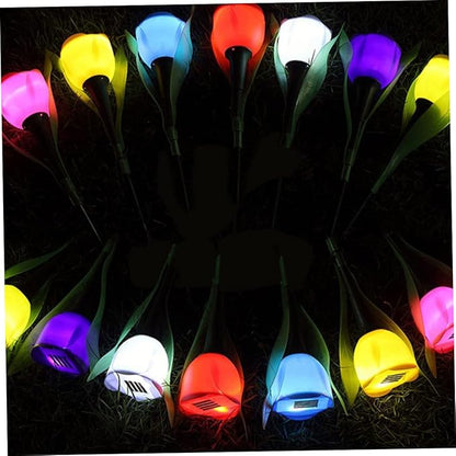 Sosoport 6pcs Solar Led Tulip Garden Lights Weatherproof Outdoor Solar Pathway Lamps for Driveways and Yards Energy Efficient Landscape Lighting Random Colors