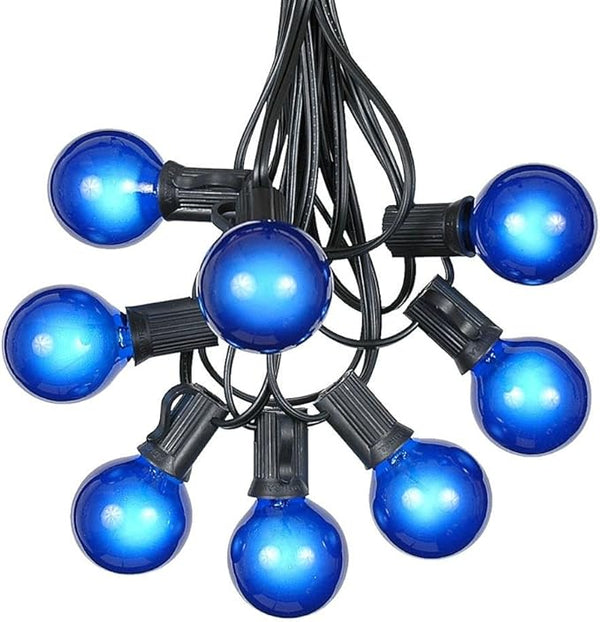 100 Foot G40 Outdoor Patio String Lights with 125 Blue Globe Bulbs – Indoor Outdoor String Lights – Market Bistro | Lumora