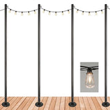 EXCELLO GLOBAL PRODUCTS Premium String Light Pole 4 Pack with 100' of LED Edison Bulb String - Outdoor Path Light | Lumora