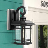 Emliviar Outdoor Wall Lanterns 2 Pack, 1-Light Exterior Wall Mount Light, Black Finish with Clear Seedy Glass | Lumora