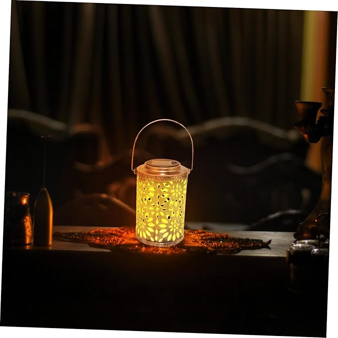 balacoo 1Pc Solar-Powered Hollowed Out Pattern Projection Lantern with Handle Outdoor Lamp for Garden and Patio | Lumora