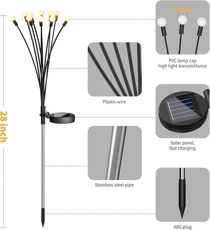 Outdoor Solar Lights Waterproof (2 Pack, 20 LED), Fairy Garden Decor, Fairy Tale Courtyard Decor, Firefly Lights, Solar Garden Lights, Solar Landscape Lights, Gifts for Women Who Have Everything