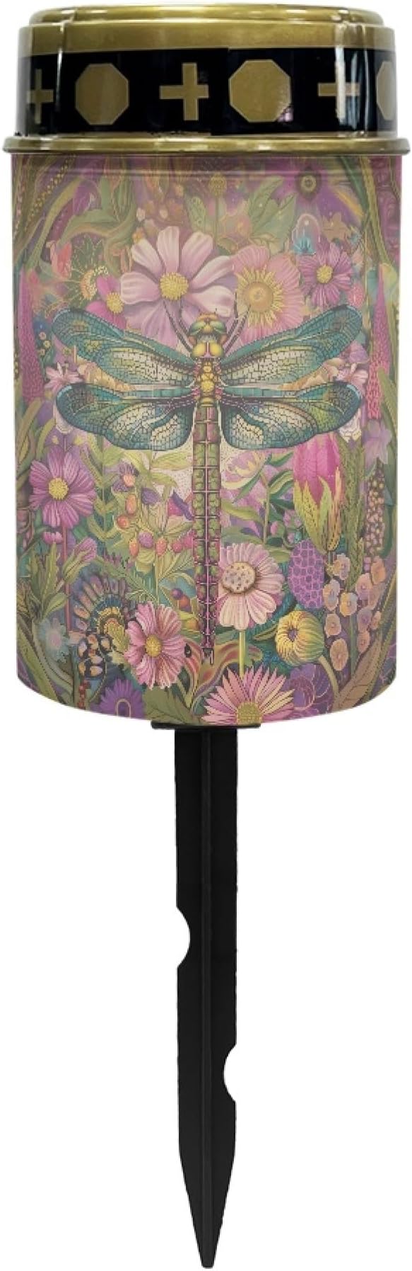 Dragonfly-Pink Floral Solar Outdoor Lights Solar Garden Stake Lights Waterproof Pathway Lights Flameless Landscape Lighting Walkway Lights Solar Powered Light Wall Light Auto On/Off